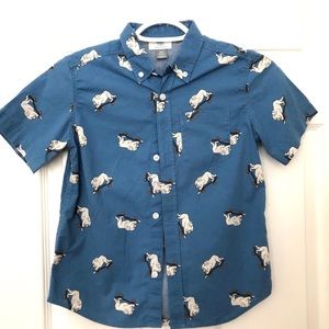 Old Navy boys shirt w/ skating bulldogs